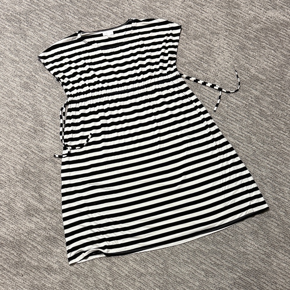 a:glow Maternity Striped Dress in Black and White